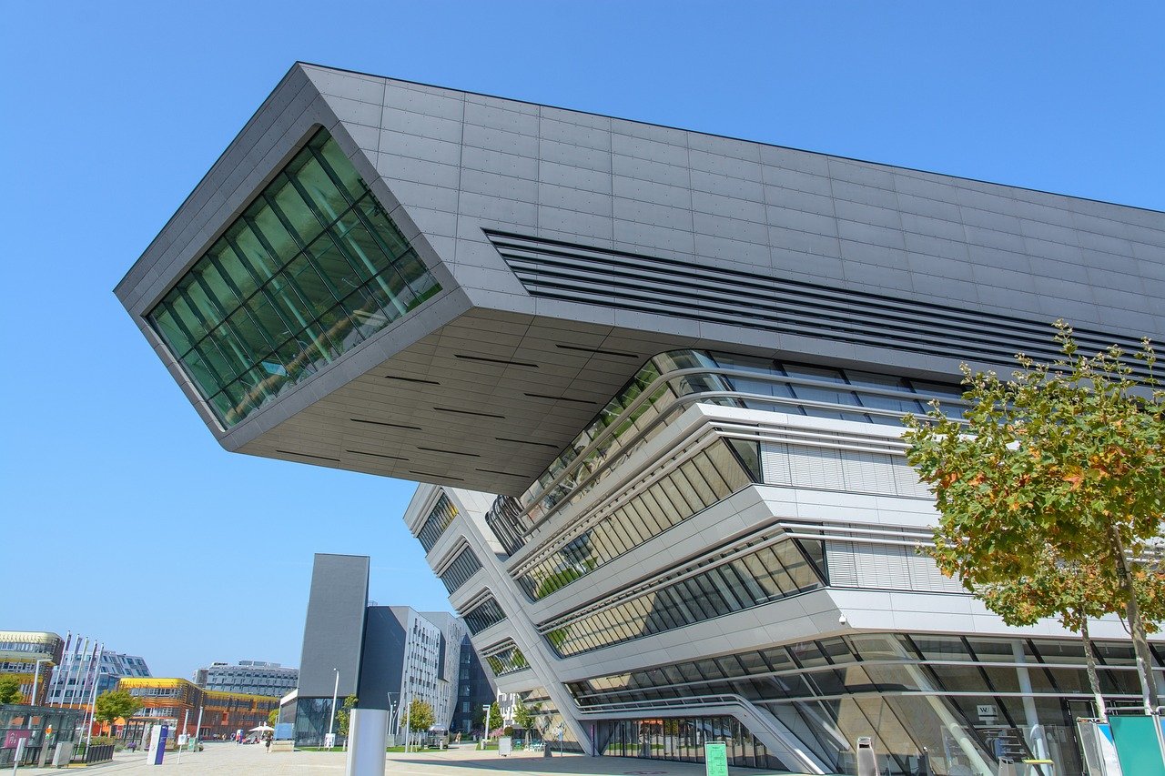 campus, business university, vienna, facade, building, architecture, modern, house facade