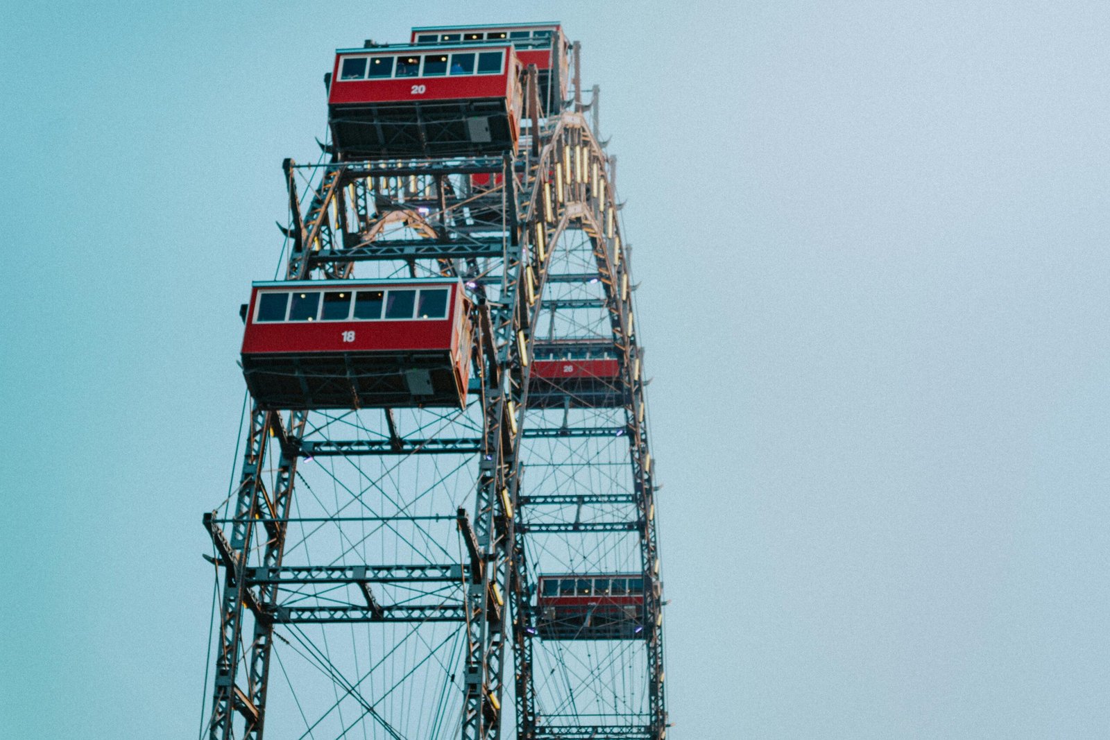 Stunning view of the famous Ferris wheel at Prater Park in Vienna, Austria.